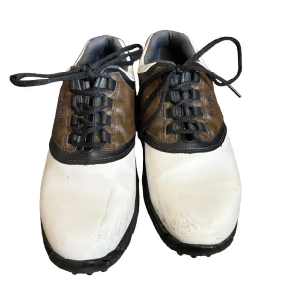 FootJoy FlexZone White Brown Black Leather Golf Shoes‎ Cleats Men’s Size 8.5M main image 4